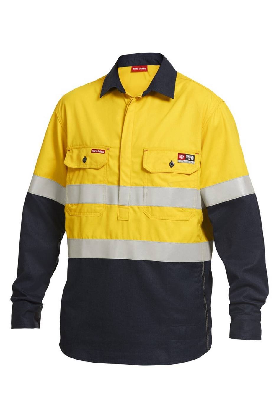 KingGee Shieldtec FR Hi-Visibilty Two Tone Closed Front Long Sleeve Shirt With FR Tape - Y04550