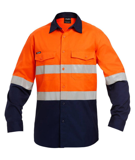 KingGee Mens Workcool2 Hi Vis Reflective Spliced Shirt Long Sleeve - K54880