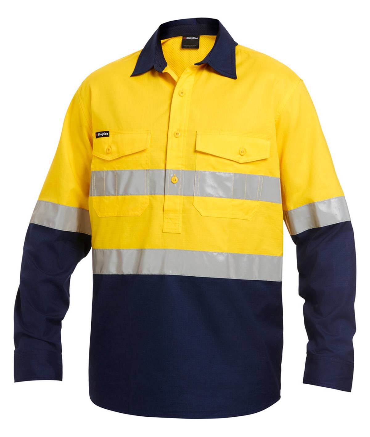 KingGee Mens Workcool2  Reflective Spliced Closed Front Shirt Long Sleeve - K54886