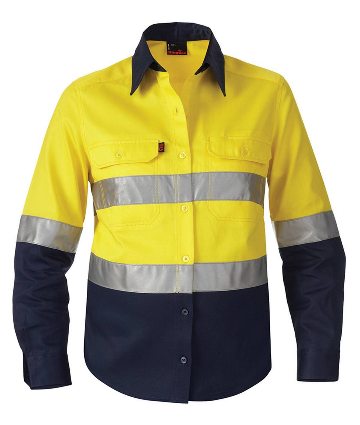 KingGee Womens Reflective Spliced Drill Shirt Long Sleeve - K44532