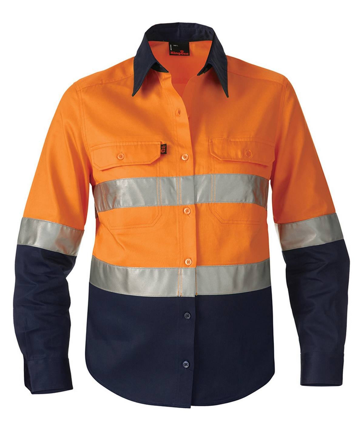 KingGee Womens Reflective Spliced Drill Shirt Long Sleeve - K44532