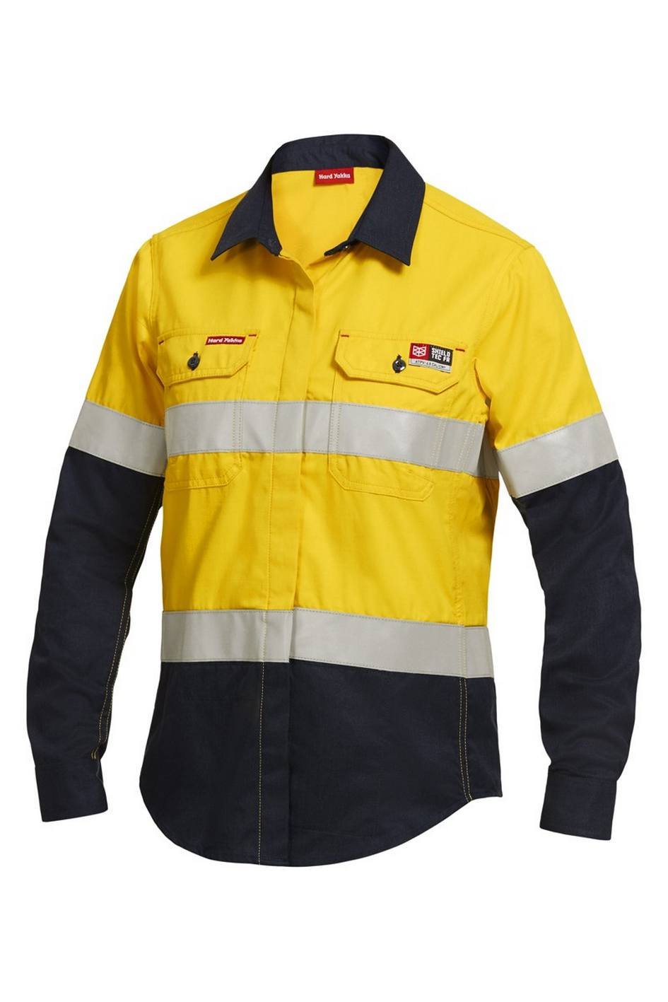 KingGee Womens Shieldtec FR Hi-Visibility Two Tone Open Front Long Sleeve Shirt With FR Tape - Y04050