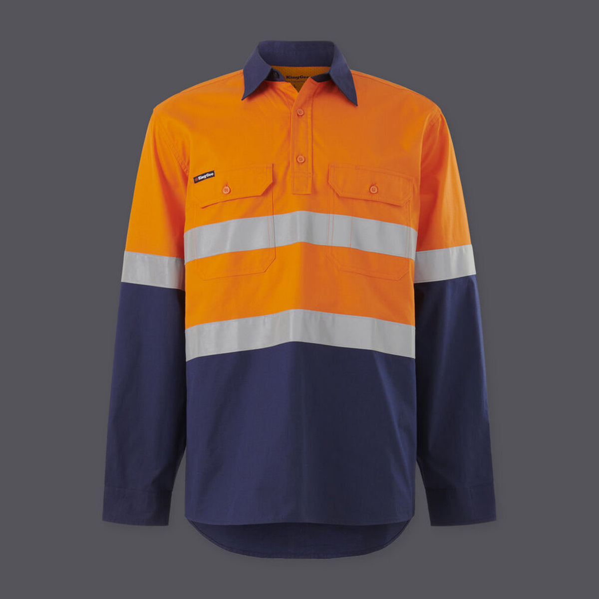 KingGee Mens Workcool Vented Closed Front Spliced Shirt Taped Long Sleeve - K54914