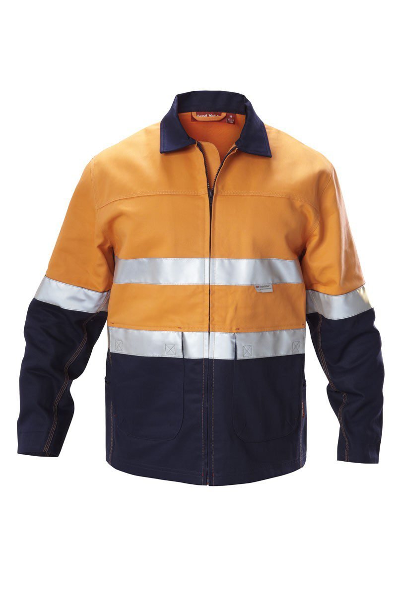 Hard Yakka Foundations Hi-Visibility Two Tone Cotton Drill Jacket With Tape - Y06545