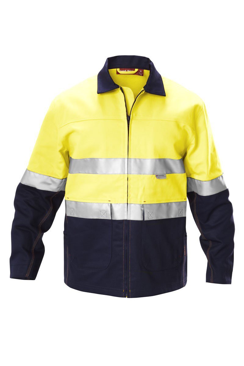 Hard Yakka Foundations Hi-Visibility Two Tone Cotton Drill Jacket With Tape - Y06545