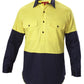 Hard Yakka Foundations Hi-Visibility Two Tone Closed Front Long Sleeve Cotton Drill Shirt With Gusset - Y07984