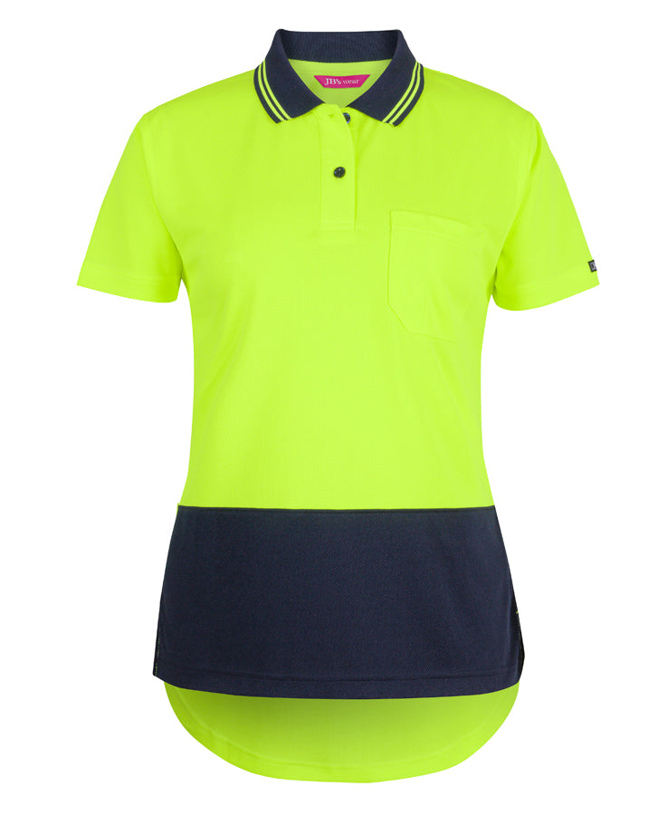 6HDS1 - JB's Ladies Hi Vis S/S Drop Tail Polo - JB's Wear
