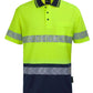 JB's Hi Vis (D+N) Cotton Back S/S Segmented Tape Polo Lime/Navy- 6HMSS