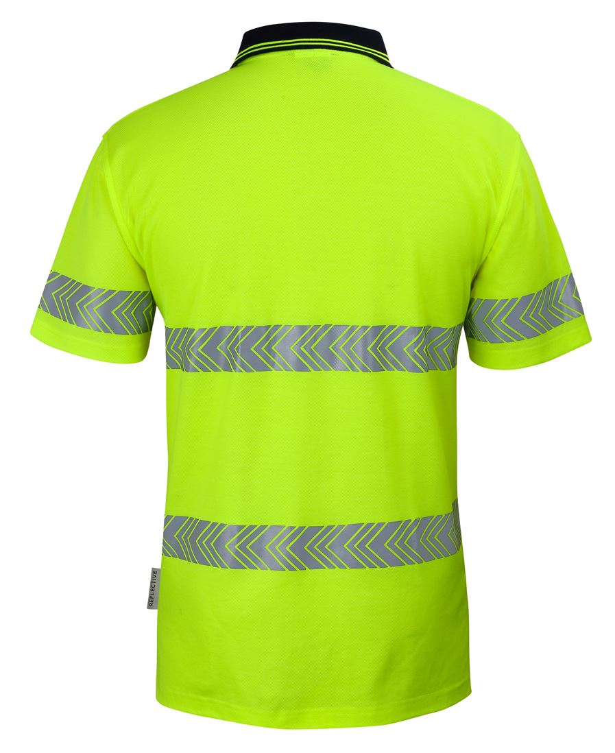 JB's Hi Vis (D+N) Cotton Back S/S Segmented Tape Polo Lime/Navy- 6HMSS