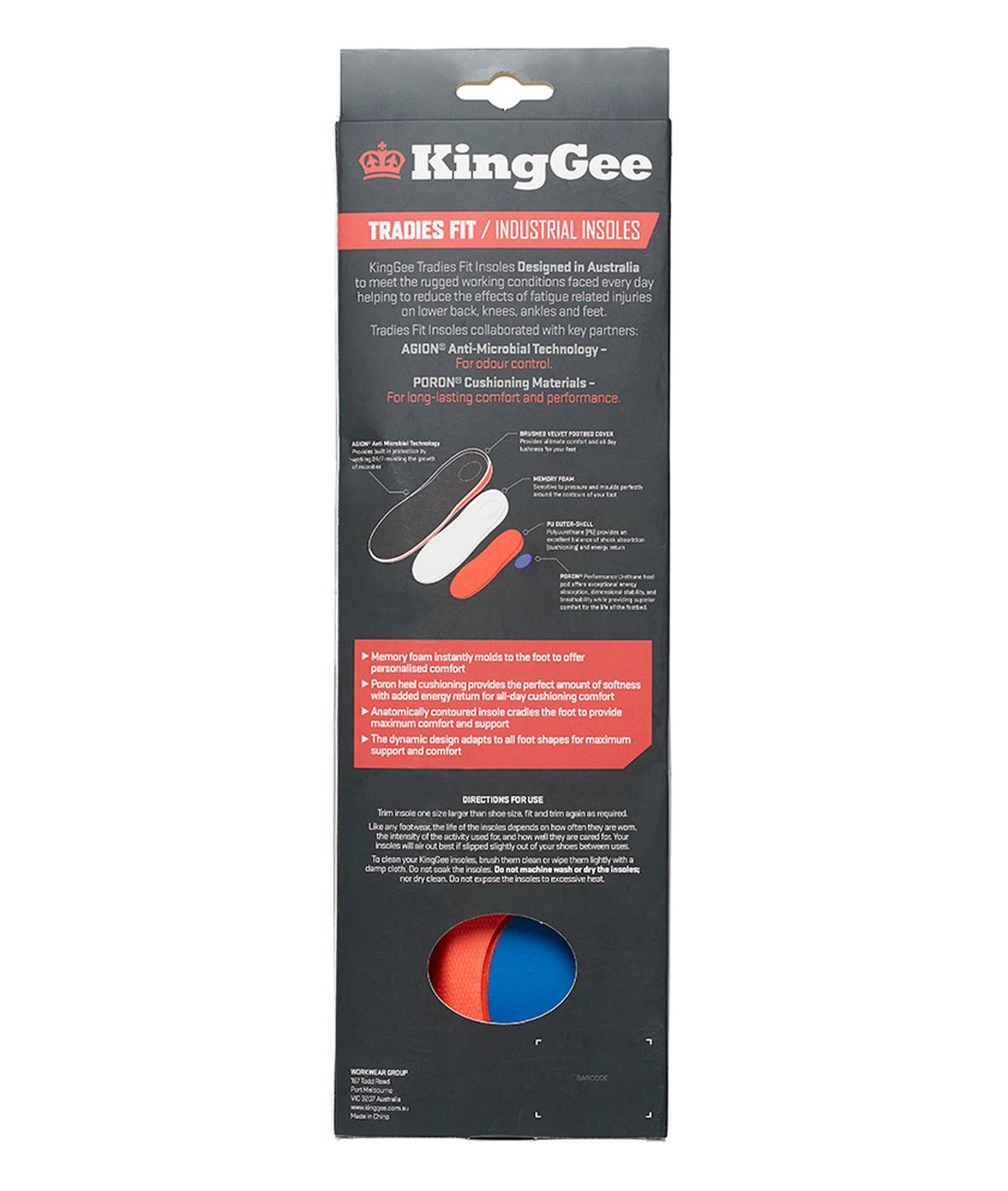 KingGee Mens Max Comfort Insoles - K09500 - KingGee sold by Kings Workwear www.kingworkwear.com.au
