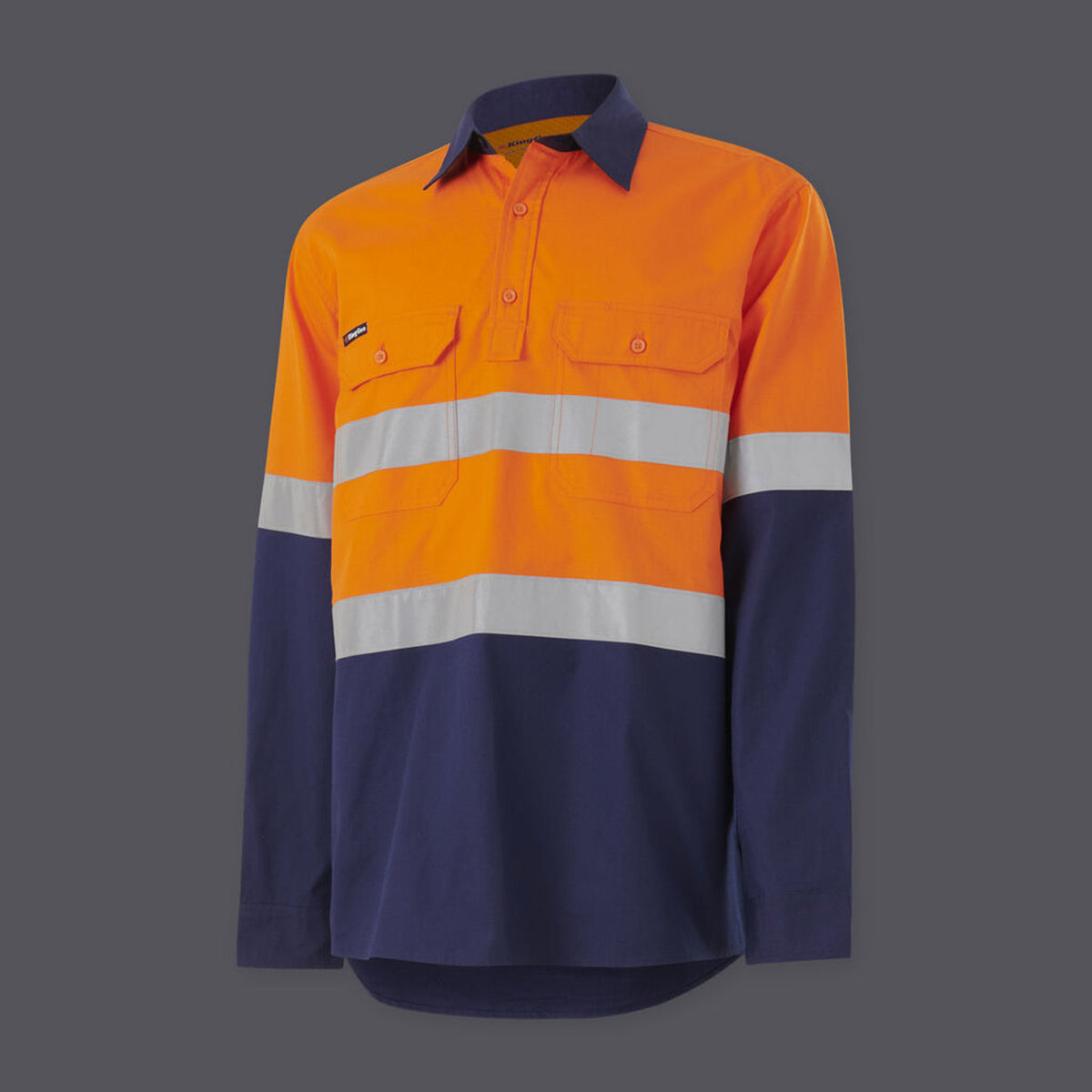 KingGee Mens Workcool Vented Closed Front Spliced Shirt Taped Long Sleeve - K54914