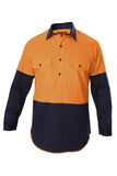 Hard Yakka Foundations Hi-Visibility Two Tone Closed Front Long Sleeve Cotton Drill Shirt With Gusset - Y07984 - Hard Yakka sold by Kings Workwear www.kingworkwear.com.au